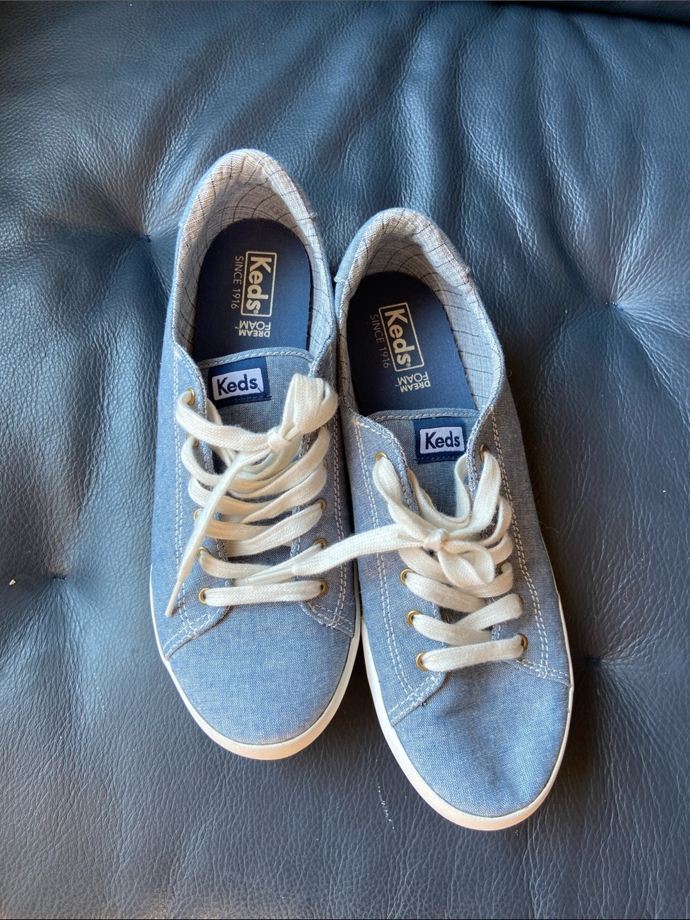 Keds Light Blue Canvas Sneakers with Cream Laces